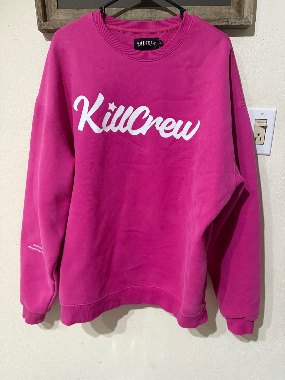 Kill Crew Bright Pink Crewneck Sweatshirt with White Logo